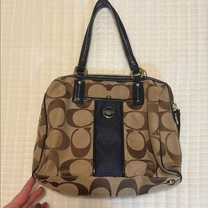 Coach Signature Brown and Blue Tote Bag